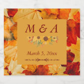 赤エレガント金ゴールド紅葉結婚 スパークリングワインラベル (シングルラベル)