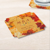 赤エレガント金ゴールド紅葉結婚 ペーパーコースター (アングル)
