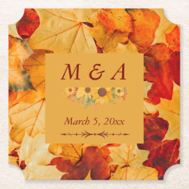 赤エレガント金ゴールド紅葉結婚 ペーパーコースター