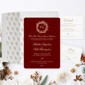赤エレガント金ゴールド結婚ズ 箔招待状
