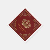赤エレガント金ゴールド華美クラウン結婚ズ スタンダードカクテルナプキン (角)