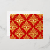 赤エレガント金ゴールド蓮の花 箔シーズンポストカード (正面/裏面)