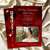 赤エレガント金ゴールド蝶キンセアニェラ 箔招待状