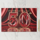 赤エレガント金ゴールド50周年記念紙ランチョンマット ペーパーパッド (インサイチュ)