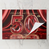 赤エレガント金ゴールド50周年記念紙ランチョンマット ペーパーパッド (折り畳み)