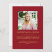 赤エレガント金ゴールド6写真コラージュ 案内状 (裏面)