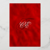 赤エレガント金フォイルフローラ結婚ズ 箔招待状 (裏面)