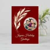 赤エレガント金フォイル水カラーホリデーフォト 箔シーズンカード (立ち正面)