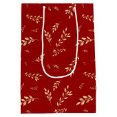 赤エレガント金箔植物模様 ミディアムペーパーバッグ (裏面)
