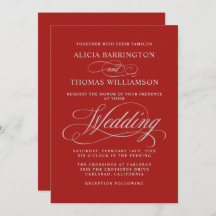 赤エレガント銀の書道結婚