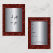 赤エレガント銀クリスマスギフト証書Gi 割引カード (正面/裏面)