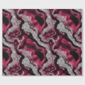 赤エレガント銀グリッターアゲート誕生日 ラッピングペーパー (フラット)