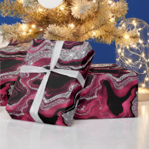 赤エレガント銀グリッターアゲート誕生日