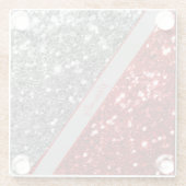 赤エレガント銀グリッターシークインズスパークルグラム ガラスコースター (裏面)