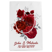 赤エレガント銀バラの追加日付 ミディアムペーパーバッグ (正面)