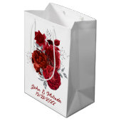赤エレガント銀バラの追加日付 ミディアムペーパーバッグ (裏面アングル)