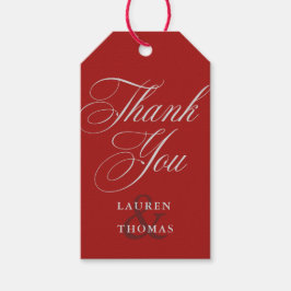 赤エレガント銀書道文字 ギフトタグ
