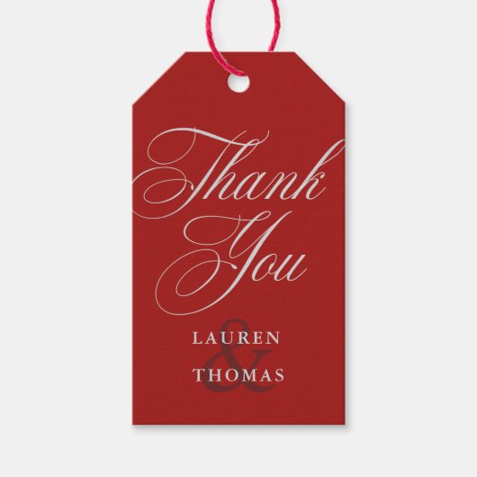 赤エレガント銀書道文字 ギフトタグ (正面)