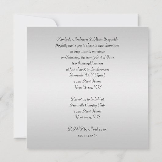 赤エレガント銀結婚式招待状 招待状 (裏面)