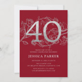 赤エレガント銀40歳 招待状 (正面)