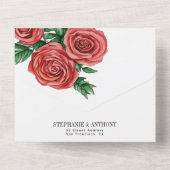 赤エレガント錆とセージフローラバラ結婚 オールインワン招待状 (裏面)