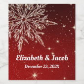 赤エレガント雪の結婚結晶 ワインラベル (シングルラベル)