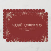 赤エレガント雪の雪メリークリスマスカード シーズンカード (正面/裏面)
