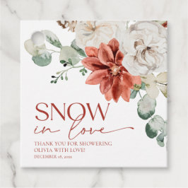 赤エレガント雪インラブウィンターブライダルシャワー フェイバータグ