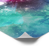 赤エレガント青の水色の星雲 ポスター (角)