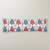 赤エレガント青スカンジナビアのクリスマスツリー ボディピロー (裏面)