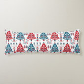 赤エレガント青スカンジナビアのクリスマスツリー ボディピロー (正面)