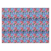 赤エレガント青・白フラワーアクア テーブルクロス (正面(横))