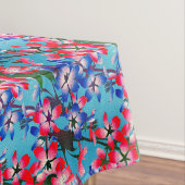 赤エレガント青・白フラワーアクア テーブルクロス (インサイチュ)