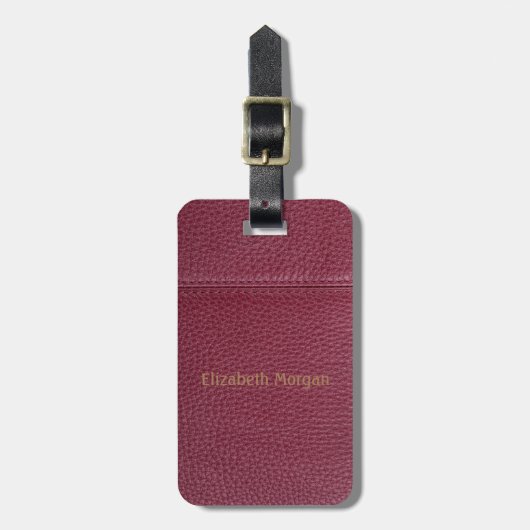 赤エレガント革ルック ラゲッジタグ (正面縦)