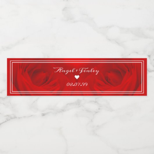 赤エレガント鮮やかバラ美的シックなロマンチック ペットボトルラベル (シングルラベル)