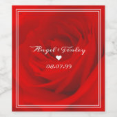 赤エレガント鮮やかバラ美的シックなロマンチック ワインラベル (シングルラベル)