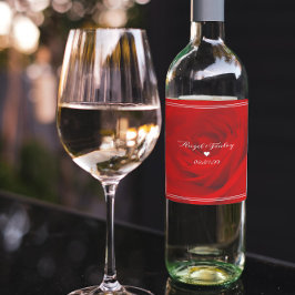 赤エレガント鮮やかバラ美的シックなロマンチック ワインラベル