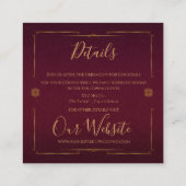 赤エレガント鮮やか金ゴールド結婚インディアン エンクロージャーカード (裏面)