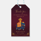 赤エレガント鮮やか金ゴールド結婚インディアン ギフトタグ (裏面)