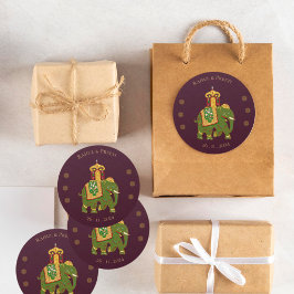 赤エレガント鮮やか金ゴールド結婚インディアン ラウンドシール