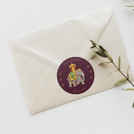 赤エレガント鮮やか金ゴールド結婚インディアン ラウンドシール