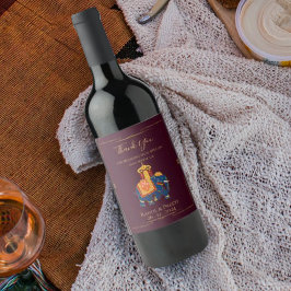 赤エレガント鮮やか金ゴールド結婚インディアン ワインラベル