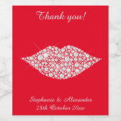 赤エレガント鮮やか銀ダイヤキスをするモンド ワインラベル (シングルラベル)