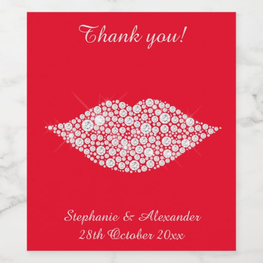 赤エレガント鮮やか銀ダイヤキスをするモンド ワインラベル (シングルラベル)