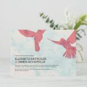 赤エレガント鳥結婚式招待状 招待状 (スタンド正面)