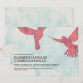 赤エレガント鳥結婚式招待状 招待状 (正面/裏面)