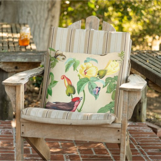 赤エレガント鳥花 アウトドアクッション (椅子)