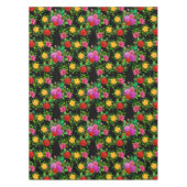 赤エレガント黄ピンクと紫のバラ花 テーブルクロス (正面)