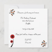 赤エレガント黄フローラ白50誕生日 招待状 (裏面)