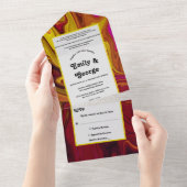 赤エレガント黄抽象芸術絵を描ファインアート結婚s オールインワン招待状 (貼ってはがせる)